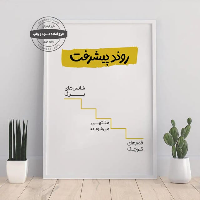 پوستر مینیمال روند پیشرفت، از قدم‌های کوچک تا شانس‌های بزرگ | طرح گرافیکی آماده چاپ و دانلود فوری | دکوراسیون انگیزشی