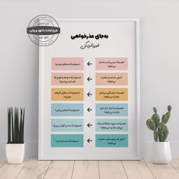 پوستر دیجیتال «به‌جای عذرخواهی، قدردانی کن» | دکور و طرح تابلو سلامت روان و رشد فردی
