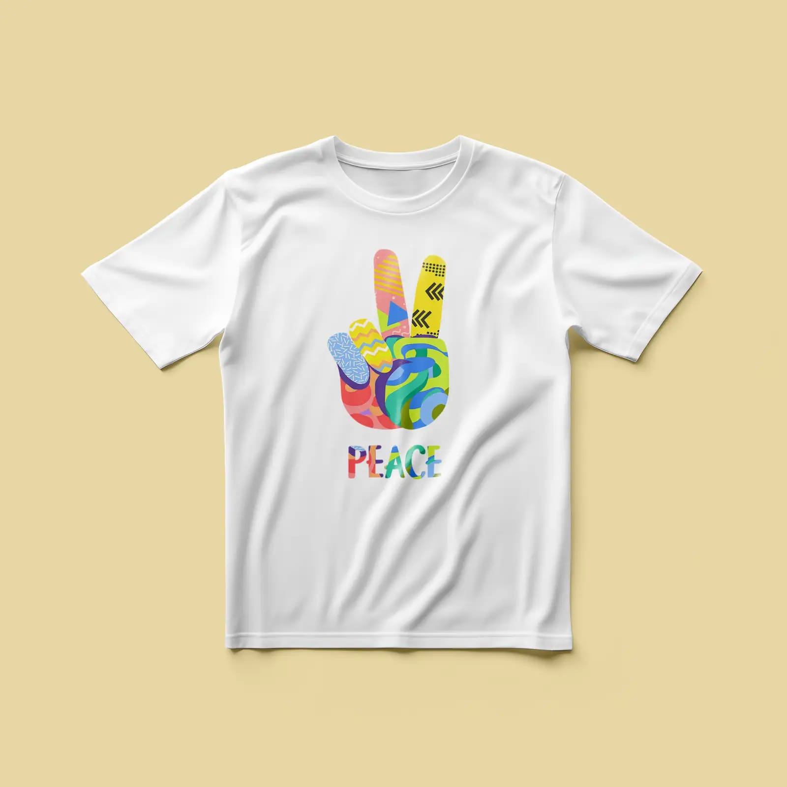 طرح وکتور تیشرت | Peace | نماد صلح و آرامش با طرح‌های رنگارنگ | قابل چاپ روی لباس