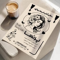 طرح وکتور لایه‌باز تراکت سالن آرایش و زیبایی | قابل ویرایش | ویژه تبلیغات حرفه‌ای